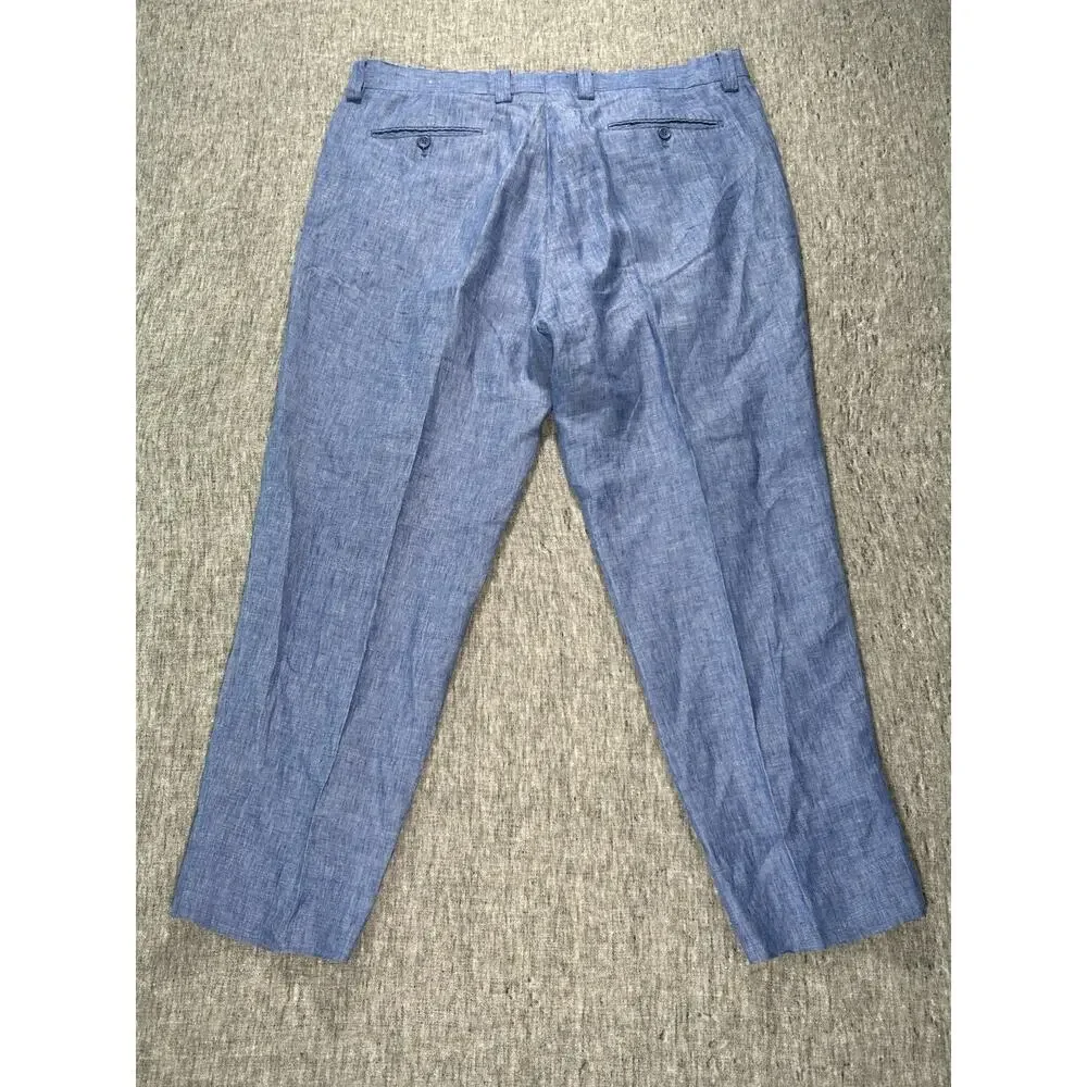 Inserch Linen Pants Mens 42x29 Blue Flat Front Lightweight Beachy Outdoors